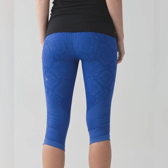 Lululemon In The Flow Crop II Heathered Sapphire Blue Size 6 - Picture 2 of 7